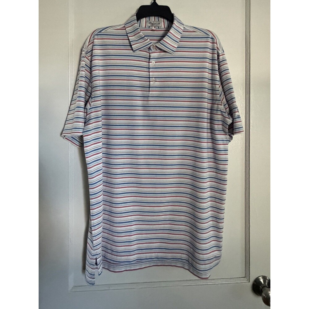 Peter Millar Summer Comfort Mens Large Multicolor Striped Golf Polo Shirt
